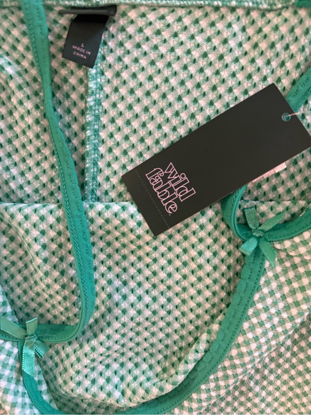NWT green and white patterned wild fable mini dress - Picture 2 of 3